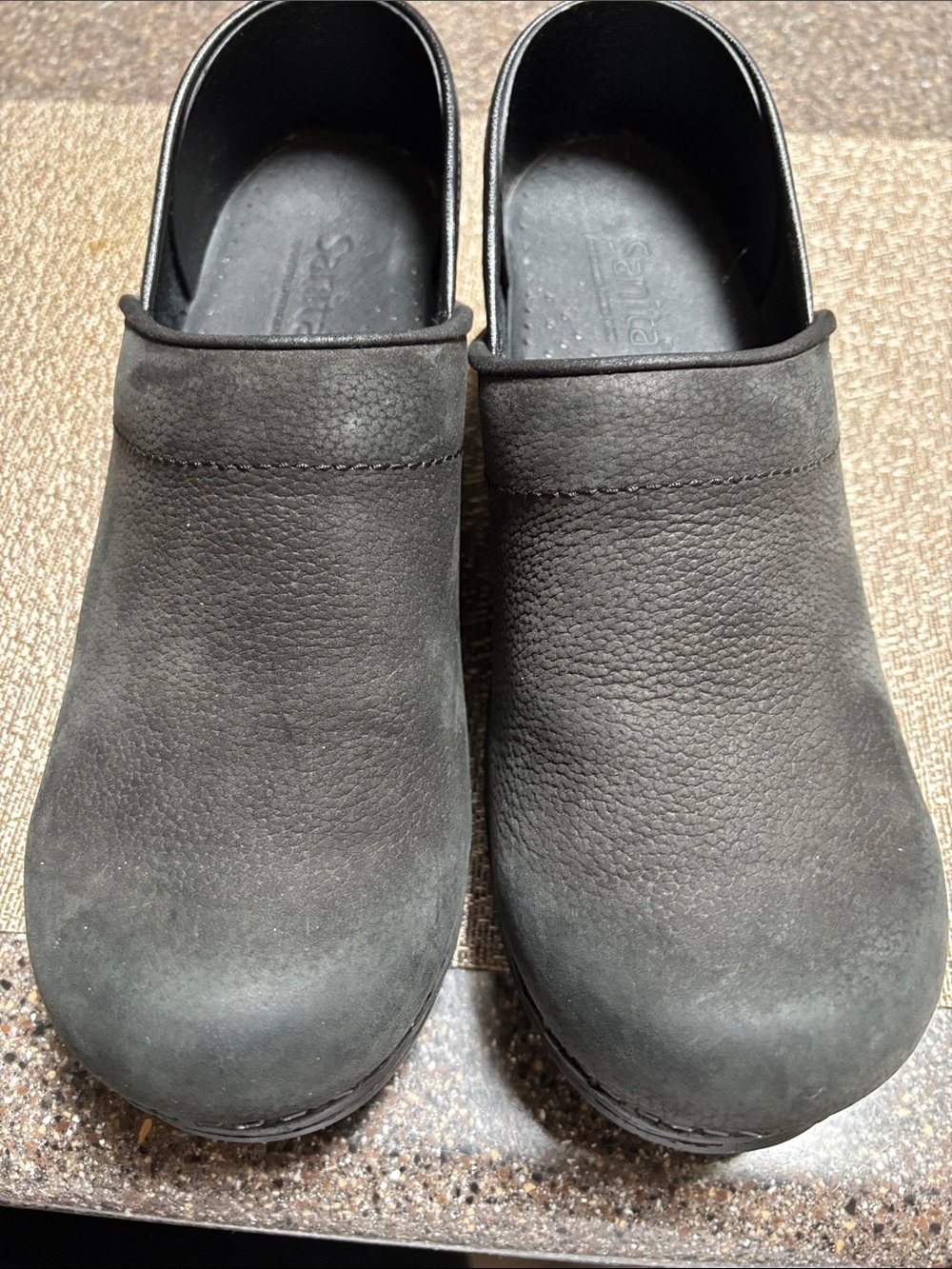 Dansko Men's Black Slip-On Clogs — Textured Leather